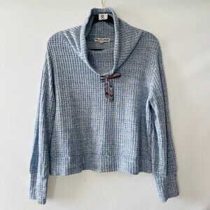 Wall Flower Womens Light Blue Waffle Knit Boho Textured  Pullover Sweater Sz XL
